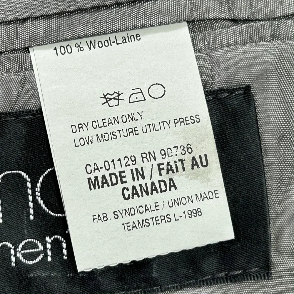 NEW Calvin Klein‎ Suit Jacket Mens 40 Short Gray Wool Check 3 Button Made Canada